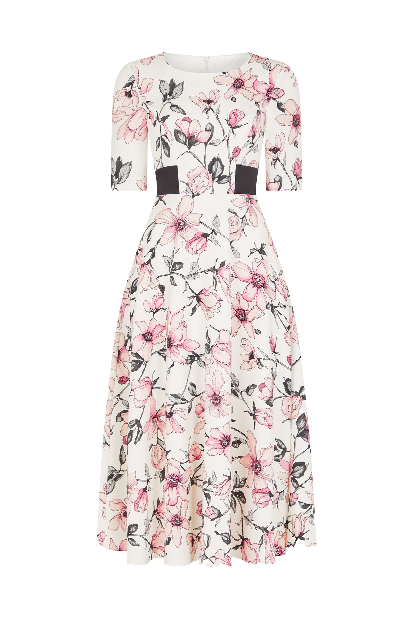 Seraphine Print Midi Dress - Cream Magnolia Print