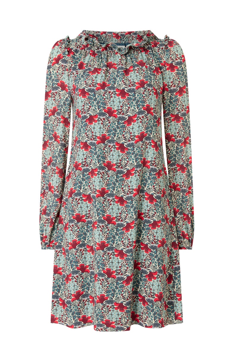 Rosalie Dress - Teal Flower Print