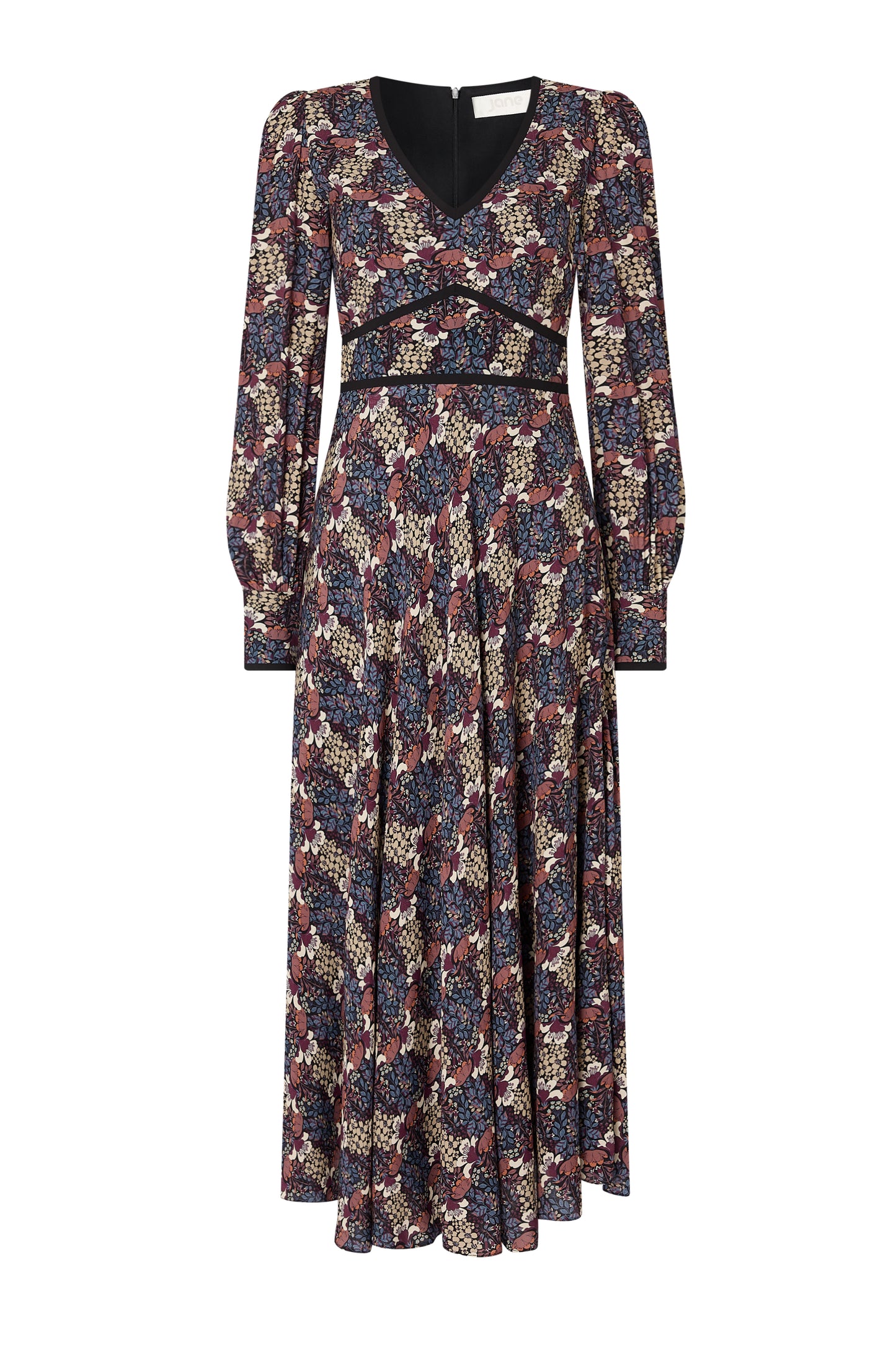 Rapunzel Midi Dress - Indigo Mosaic Flower