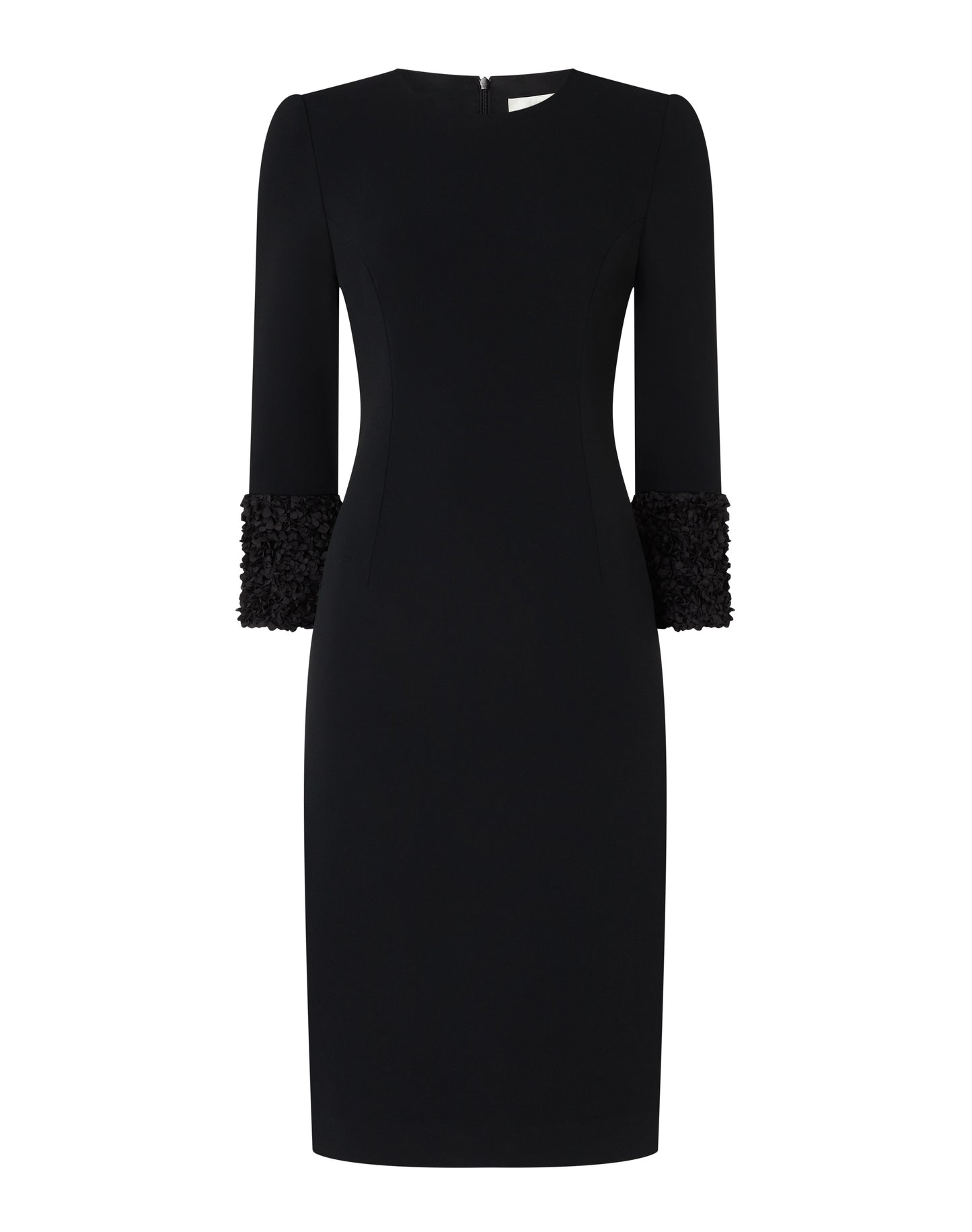 Sienna Pencil Dress - Black W Petal Trim