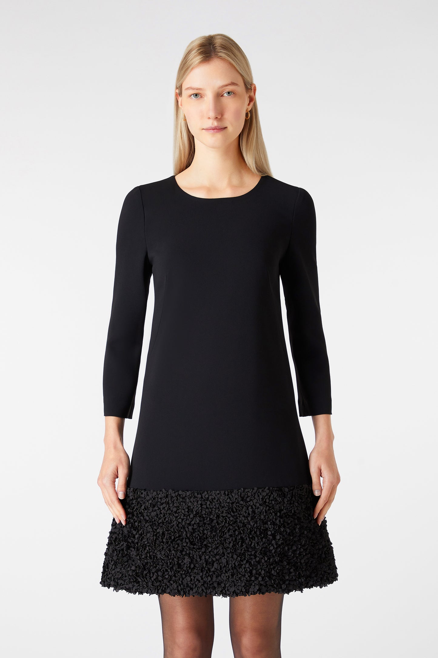 Simone Tunic Dress - Black W Petal Trim
