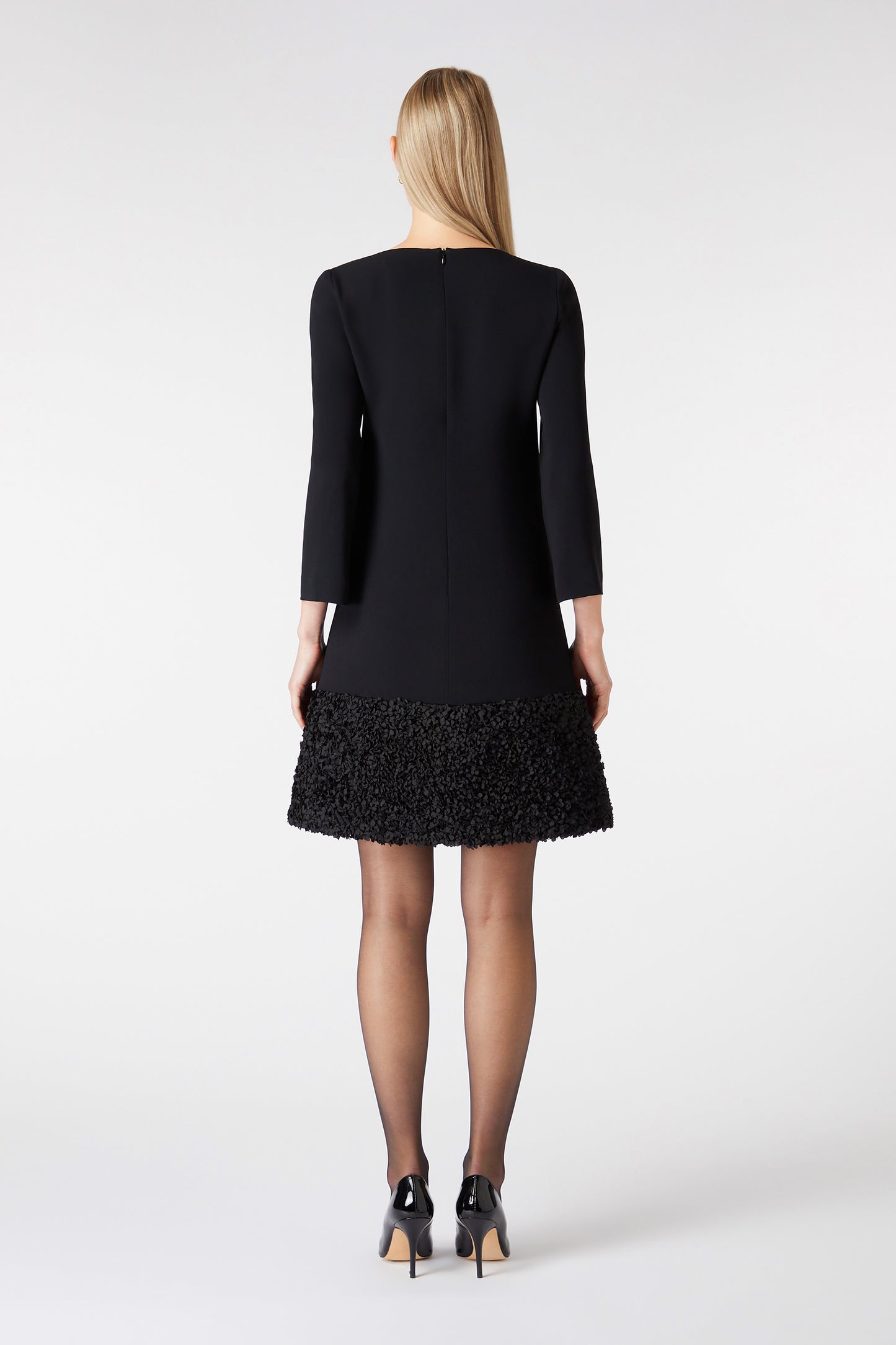 Simone Tunic Dress - Black W Petal Trim