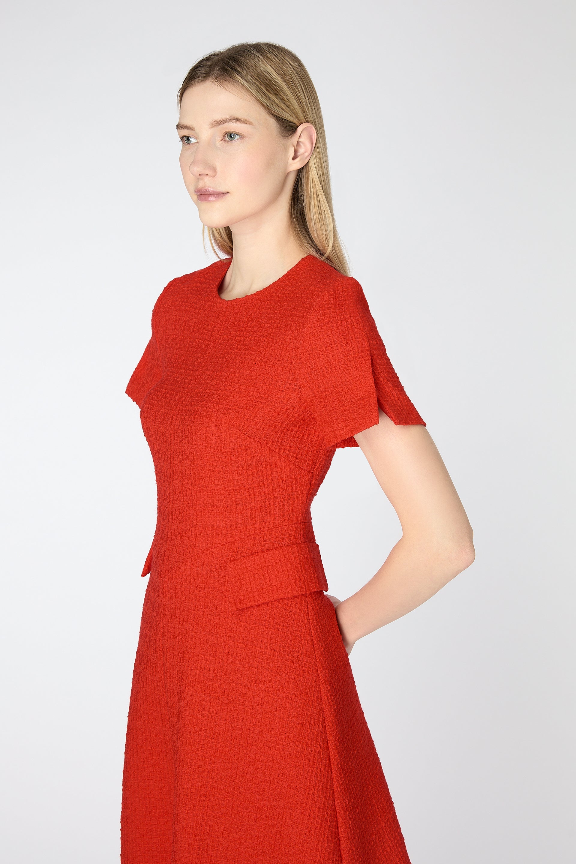 shift red dress Solange Tweed Shift Dress