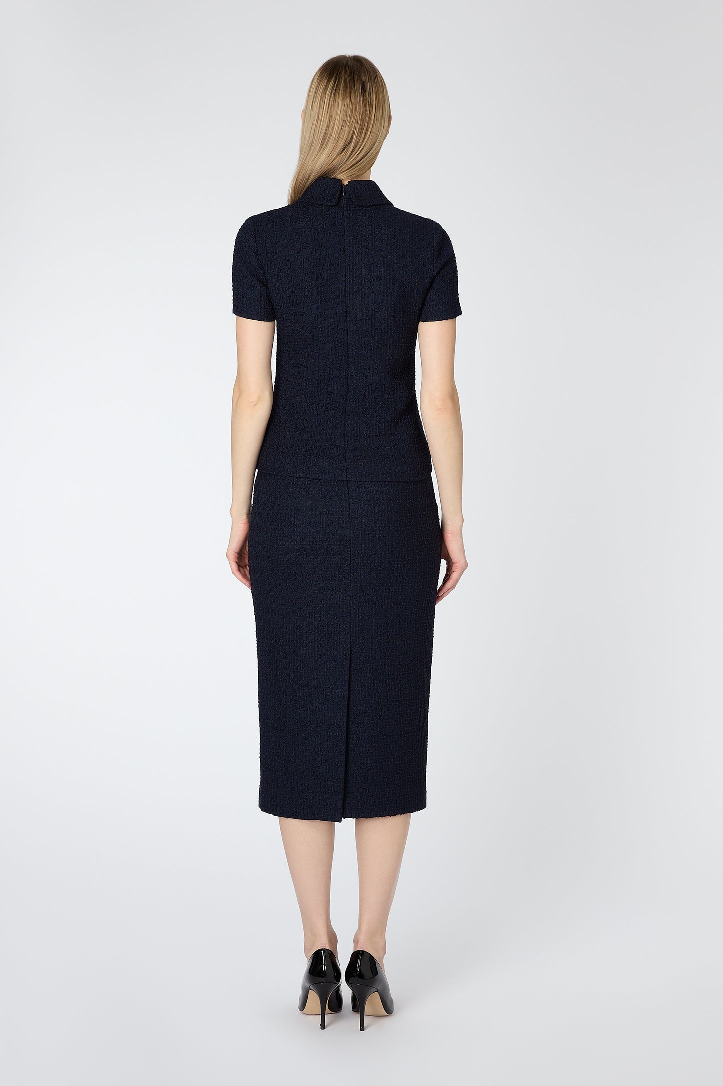 Stella Tweed Top - Navy Tweed