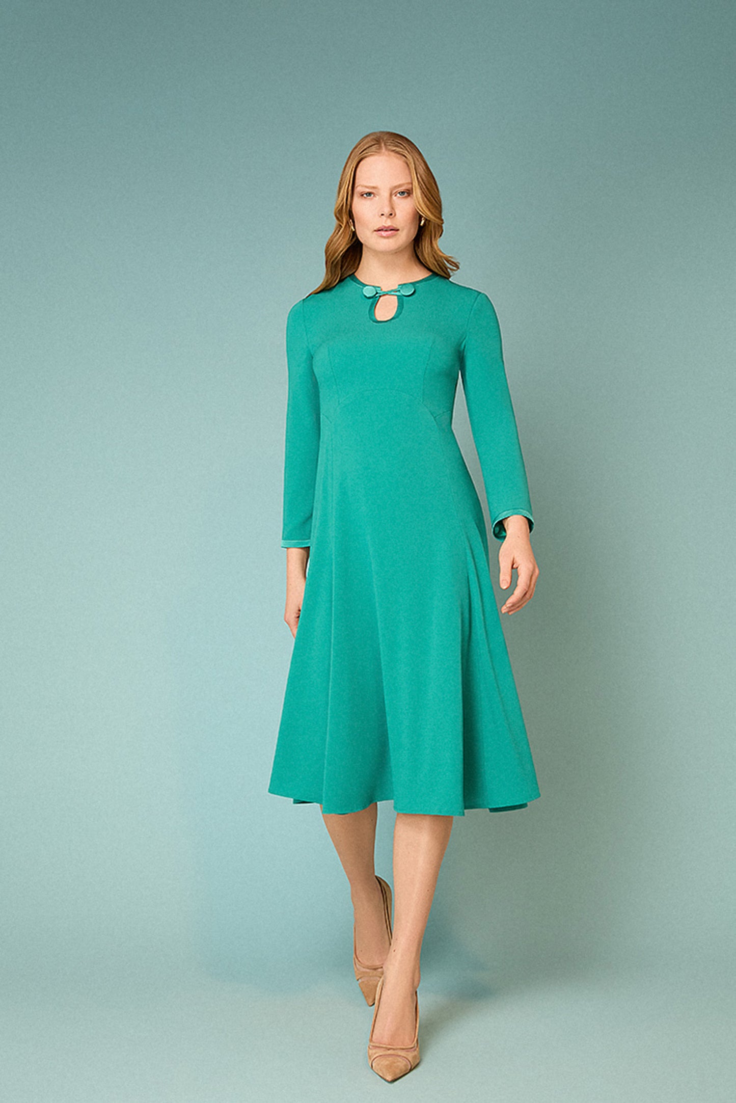 Taite Cady Fit and Flare Dress - Jade Green