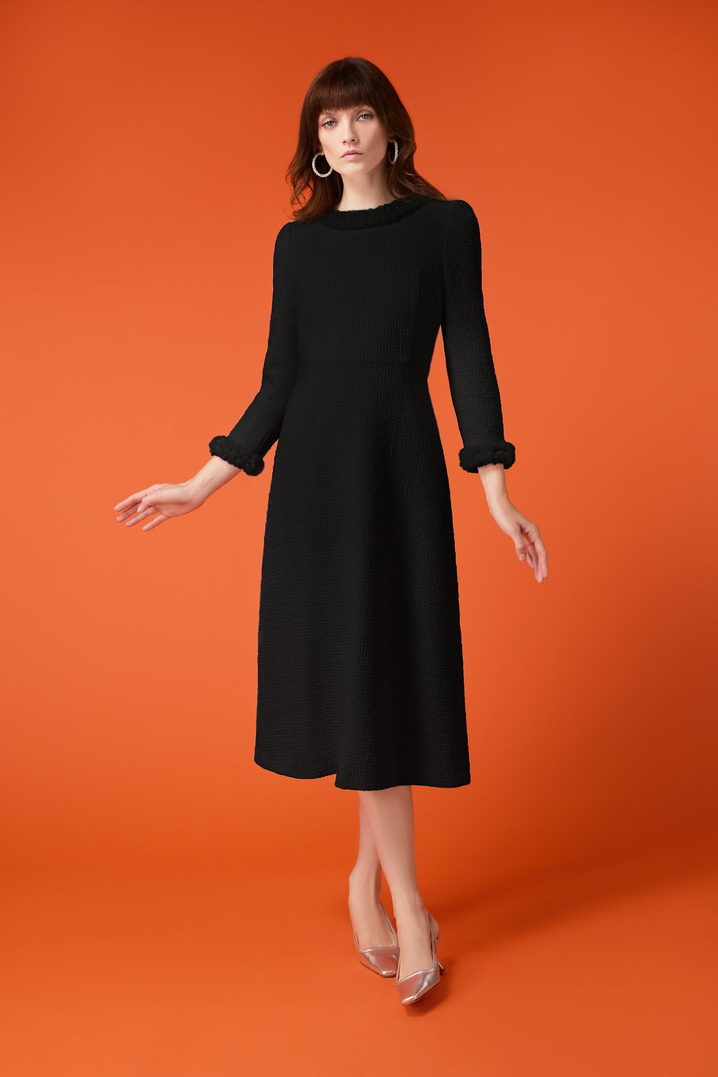 Vermont Fit and Flare Tweed Dress - Black