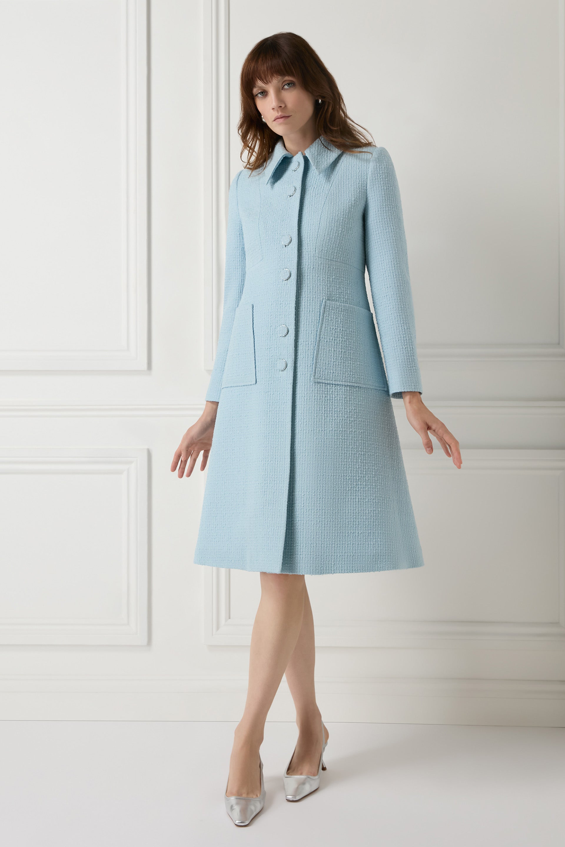 Verona Tweed Coat - Frost Blue Jane Atelier Verona Tweed Coat - Frost Blue Jane Atelier