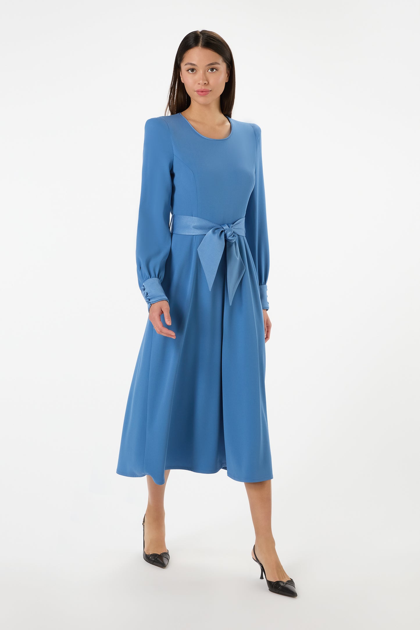 Vivaldi Cady Fit And Flare Dress - Bluebell
