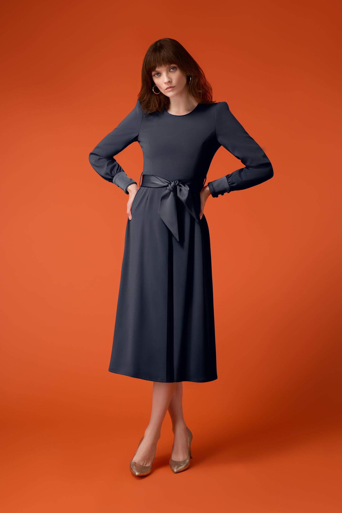 Vivaldi Cady Fit And Flare Dress - Navy