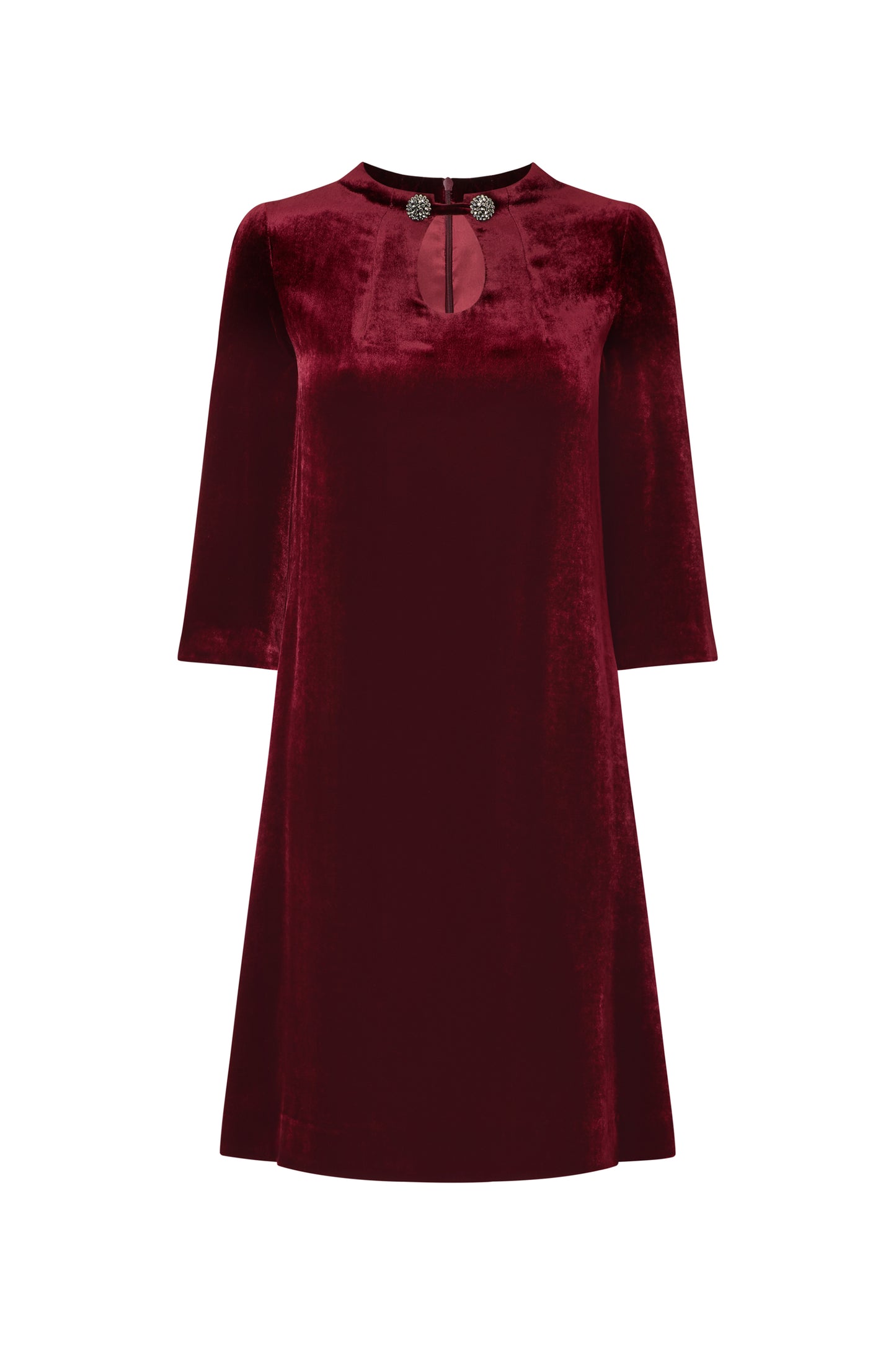 Whisper Fluid Velvet Tunic Dress Burgundy