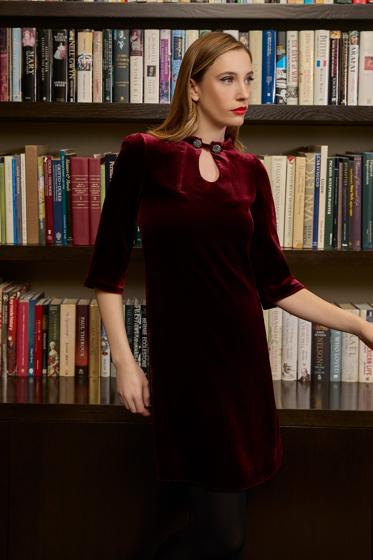 Whisper Fluid Velvet Tunic Dress Burgundy