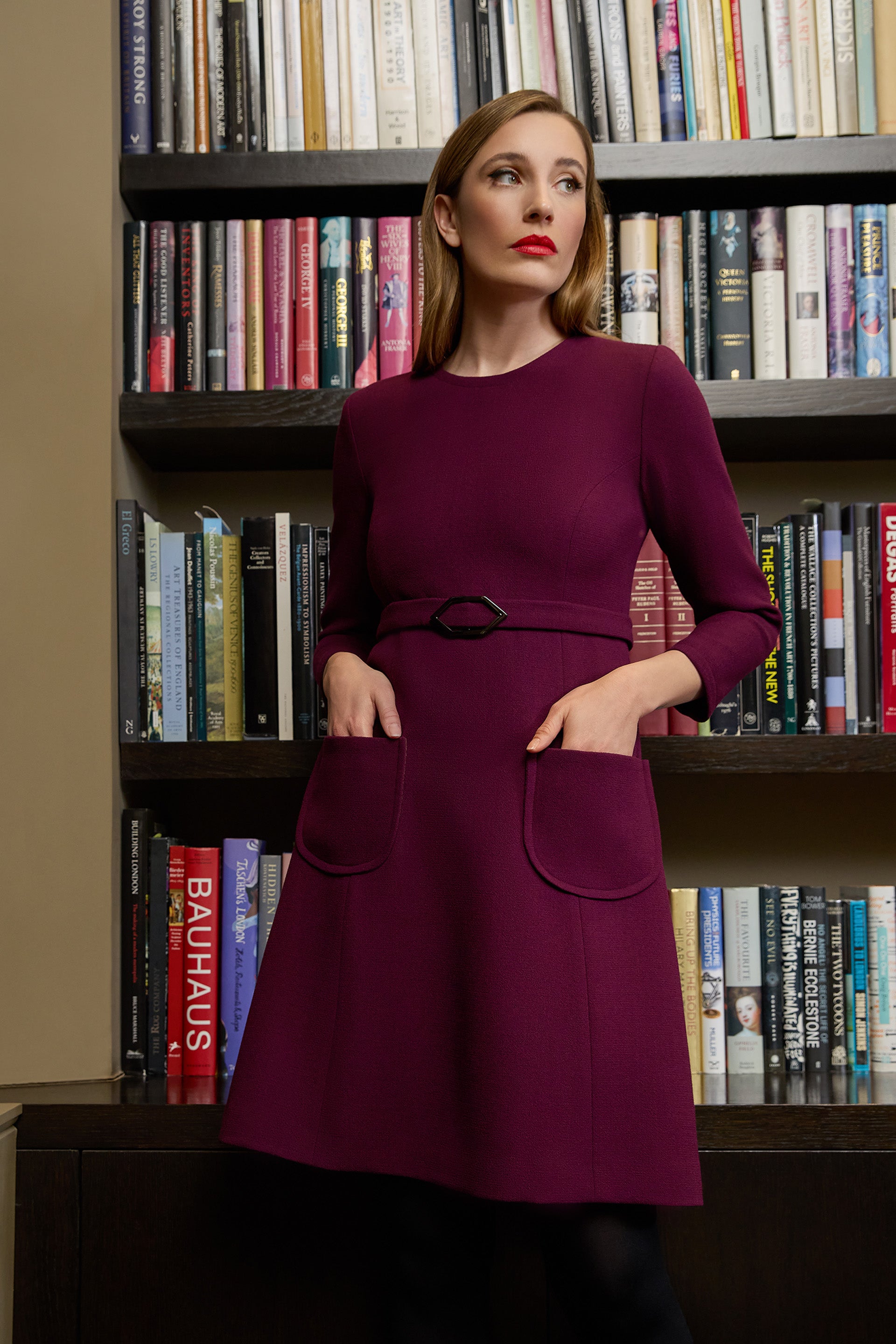 Wish Belted Shift Dress - Bordeaux Jane Atelier Wish Belted Shift Dress - Bordeaux Jane Atelier