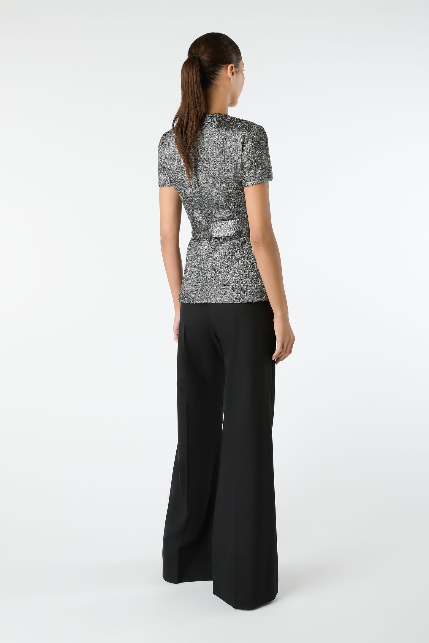 Womack Metallic Weave Top - Dark Silver