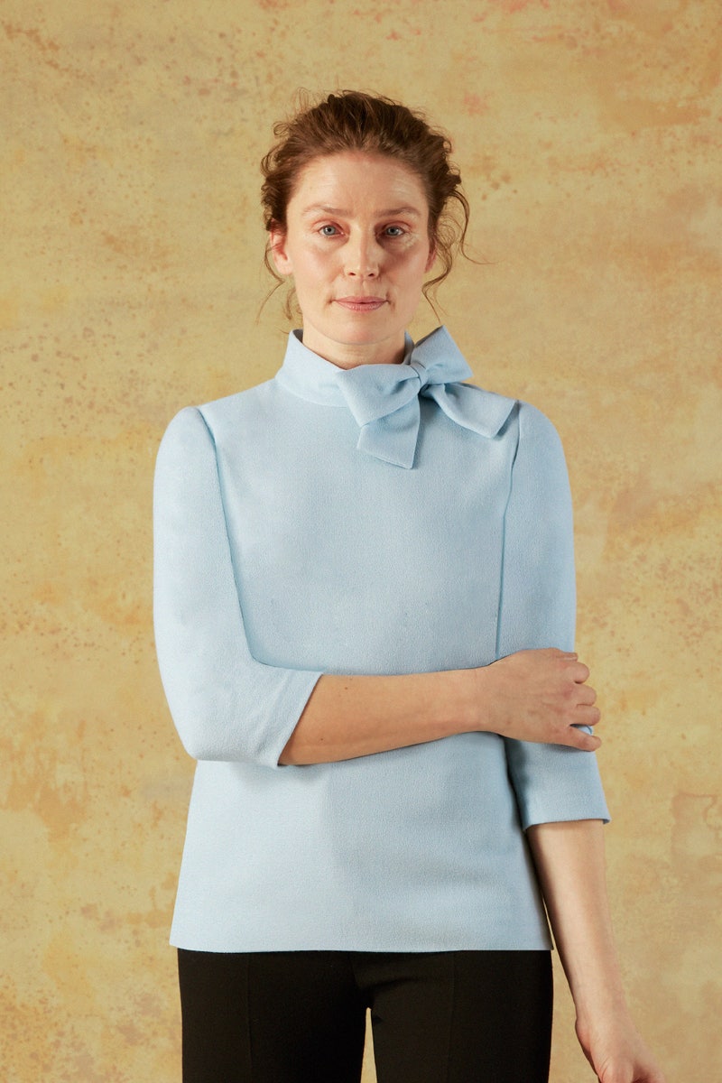 Blaire Wool Top - Pacific Blue