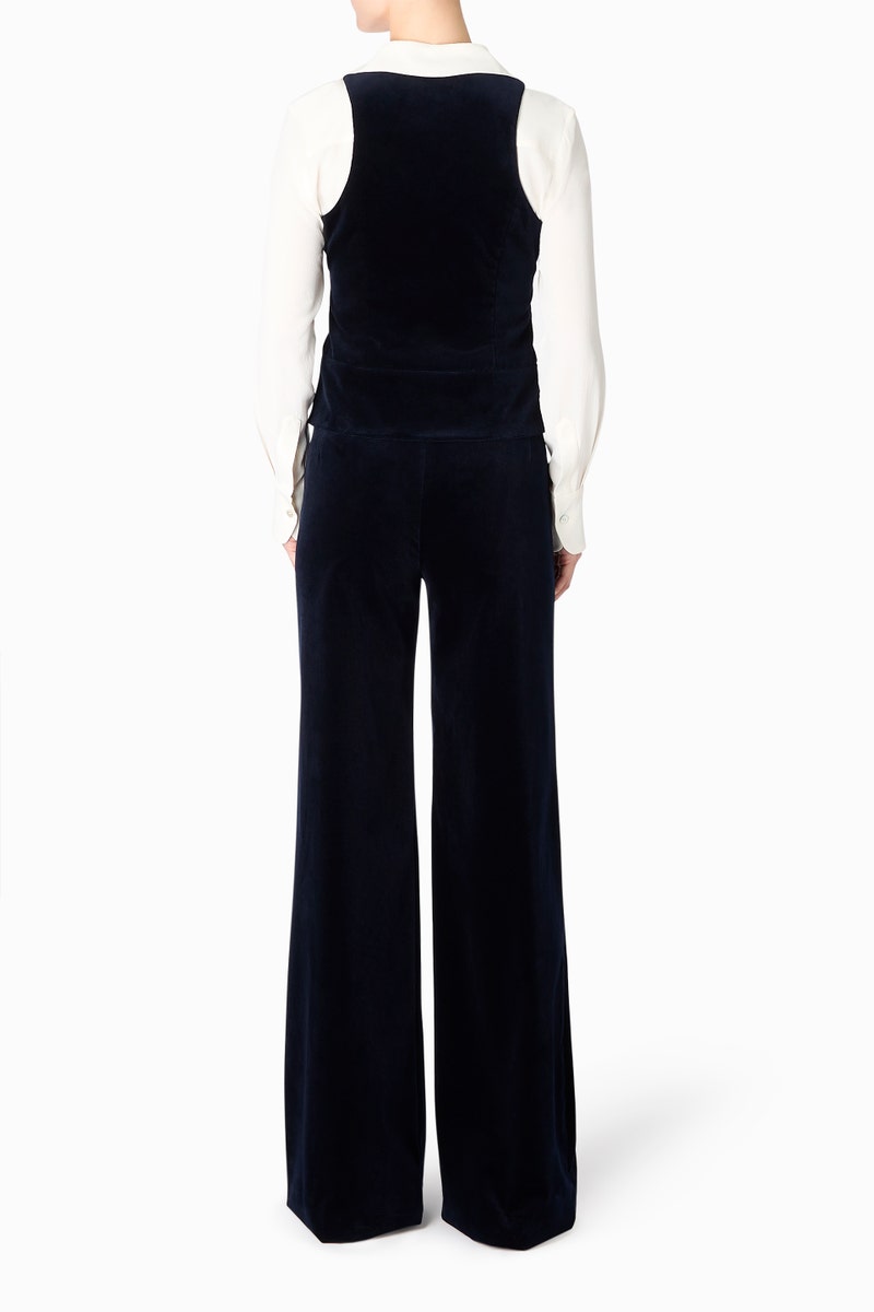 Rafi Cotton Velvet Waistcoat - Dark Navy