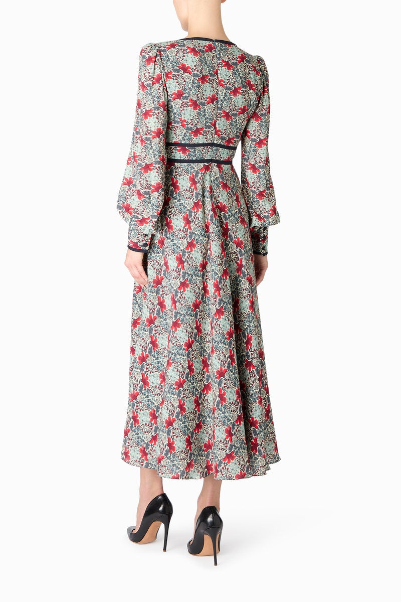 Rapunzel Midi Dress - Teal Mosaic Flower