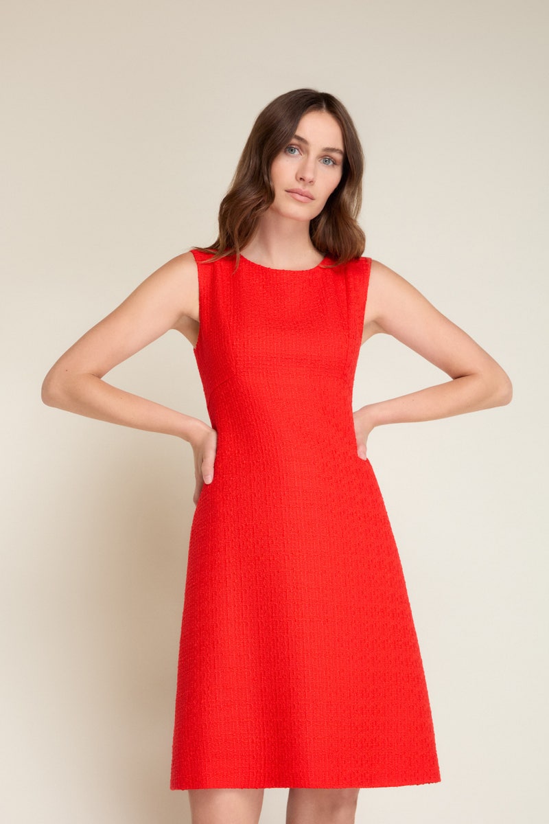 Sam Tweed Sleeveless Shift Dress - Red Sam Tweed Sleeveless Shift Dress - Red