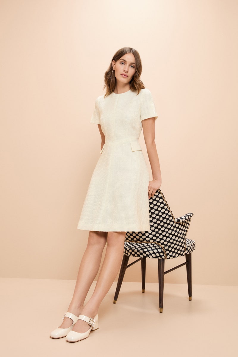 Solange Tweed Shift Dress - Vanilla Solange Tweed Shift Dress - Vanilla