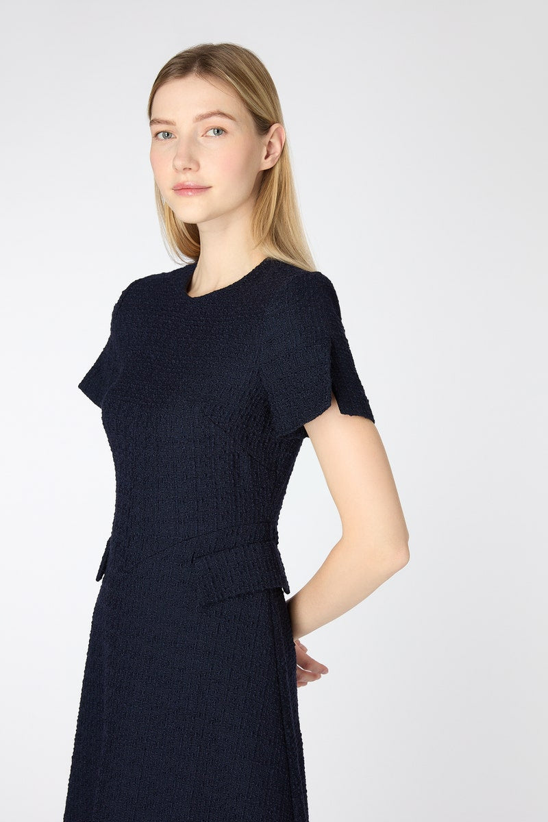 Solange Tweed Shift Dress - Navy