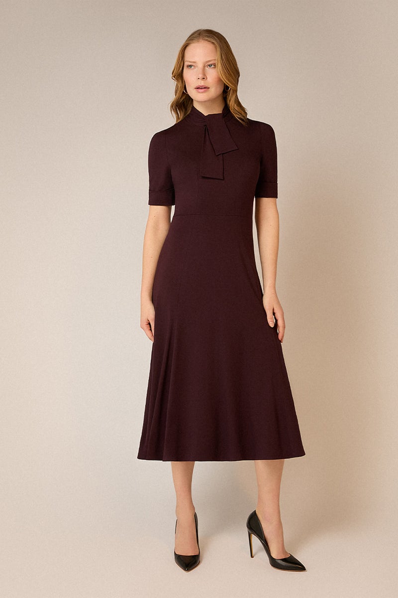 Tatiana Jersey Fit And Flare Dress - Damson