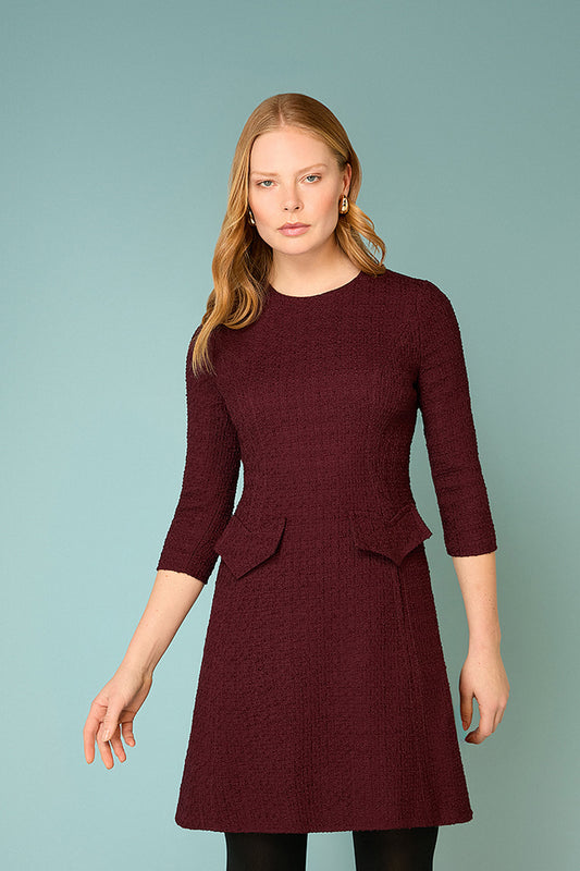Tessa Tweed Dress - Damson