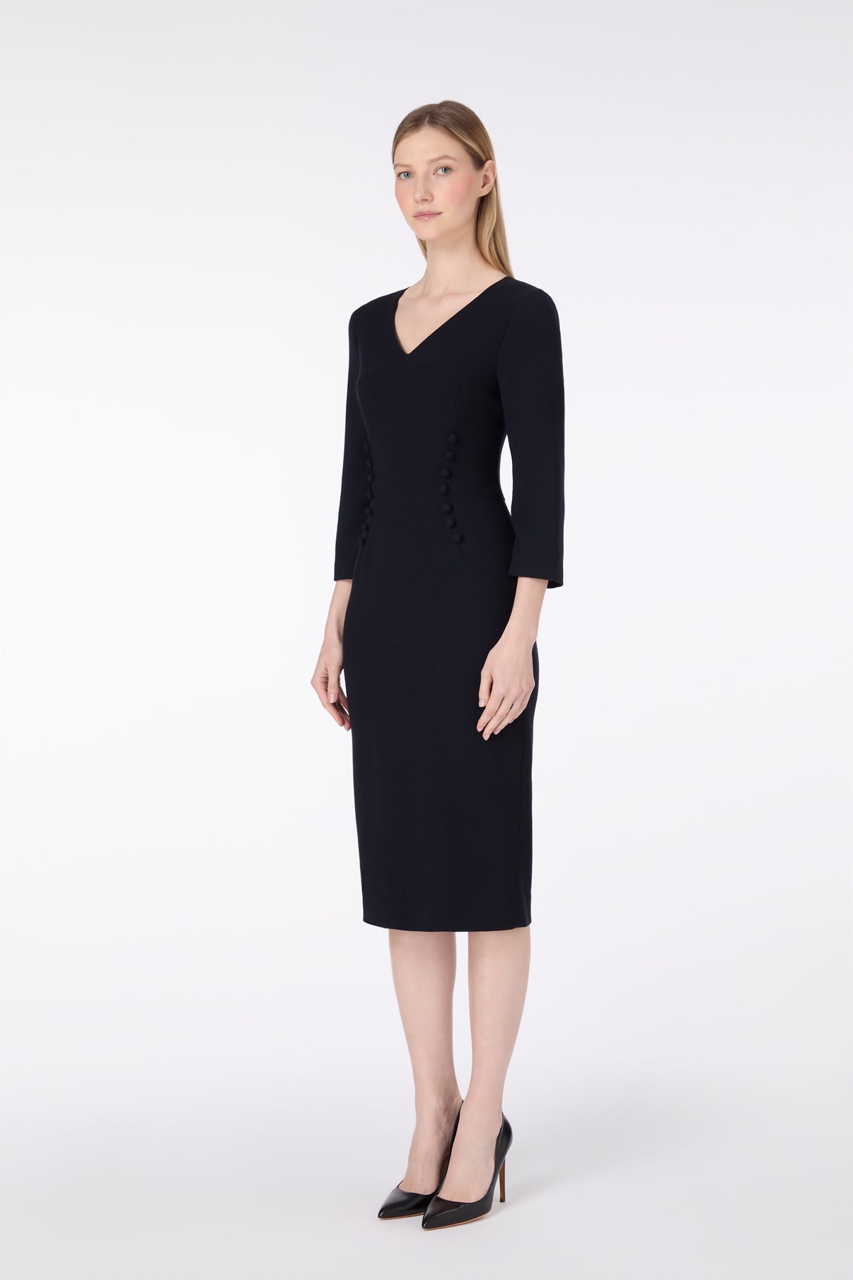 Tanner Belted Dress Navy Woven