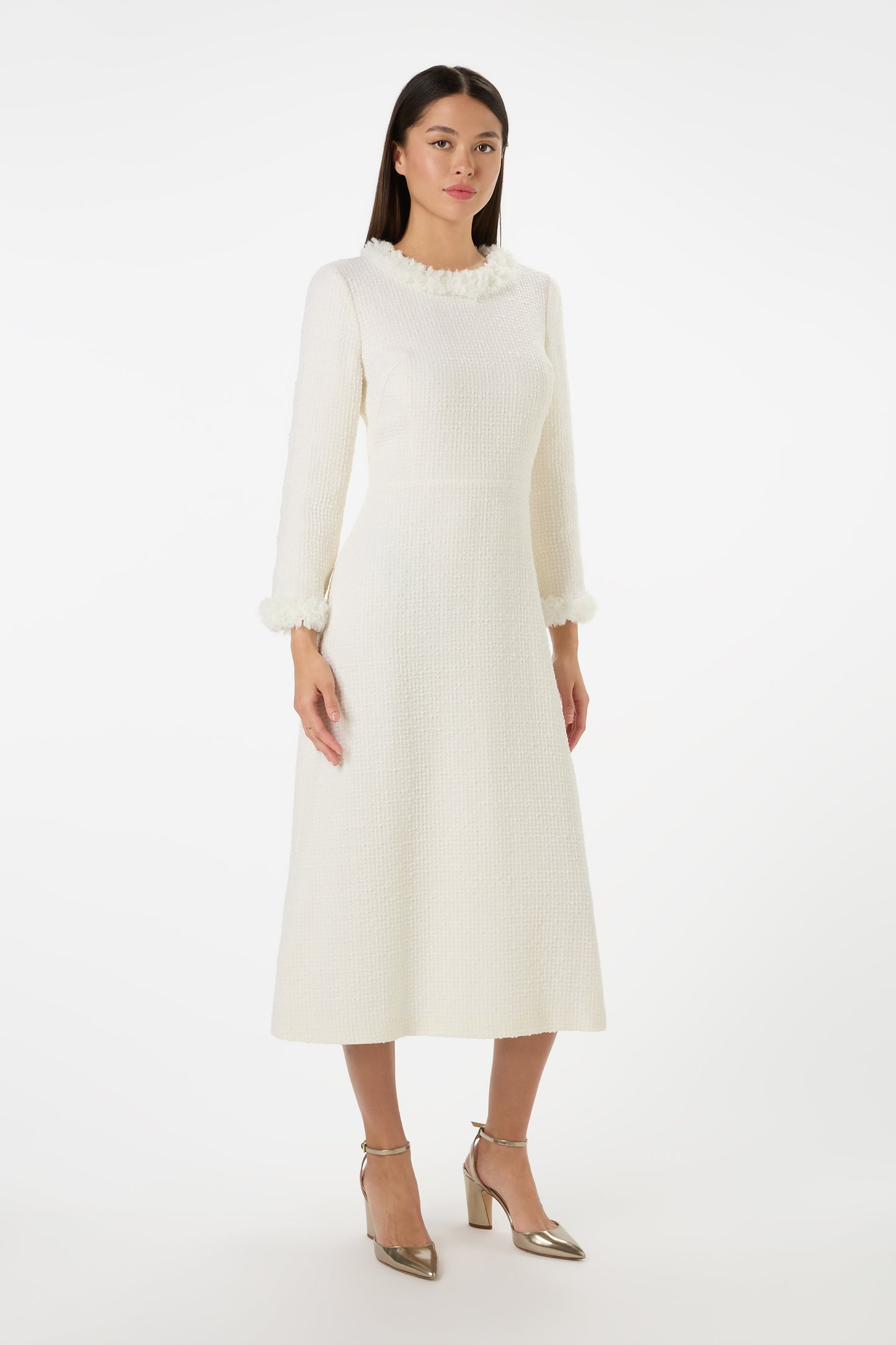 Vermont Fit and Flare Tweed Dress - Ivory Vermont Fit and Flare Tweed Dress - Ivory