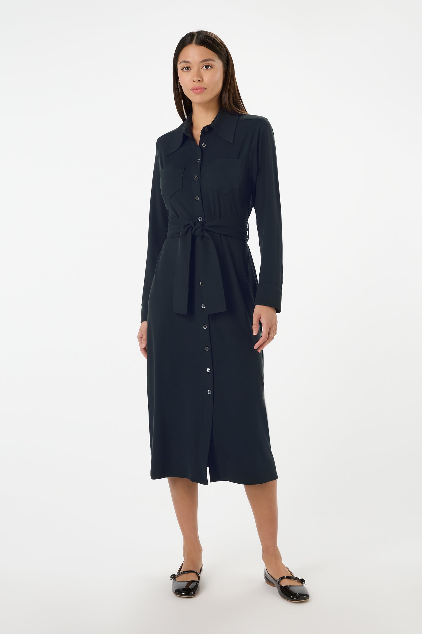 Victoria Jersey Shirt Dress - Dark Navy Jane Atelier Victoria Jersey Shirt Dress - Dark Navy Jane Atelier