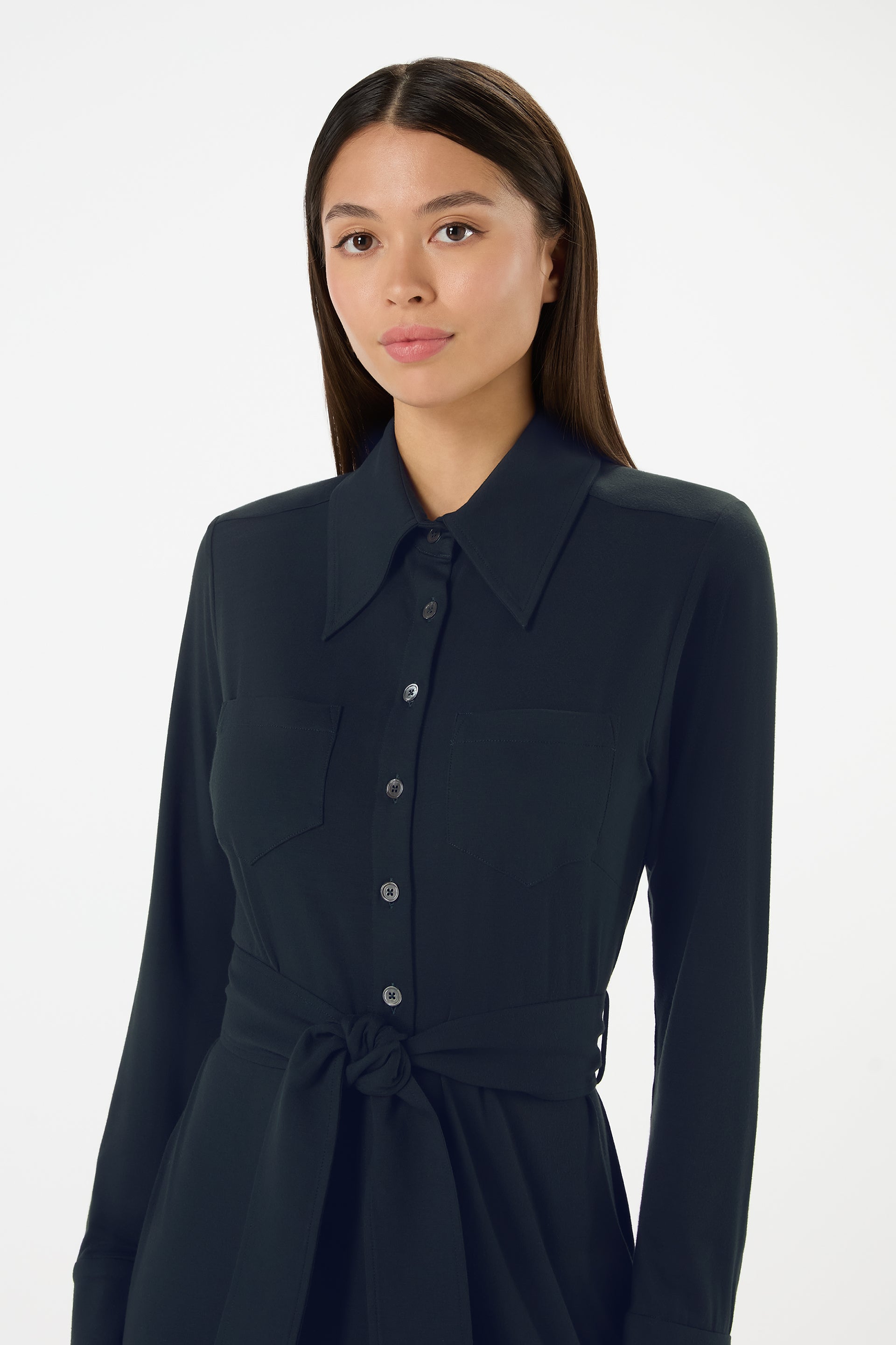 Victoria Jersey Shirt Dress - Dark Navy Victoria Jersey Shirt Dress - Dark Navy