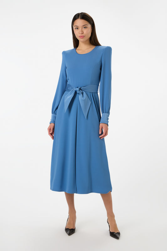 Vivaldi Cady Fit And Flare Dress - Bluebell