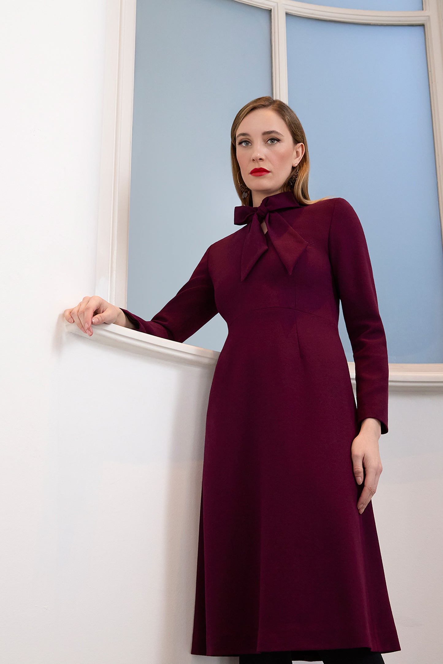 Wallis Fit And Flare Dress - Bordeaux