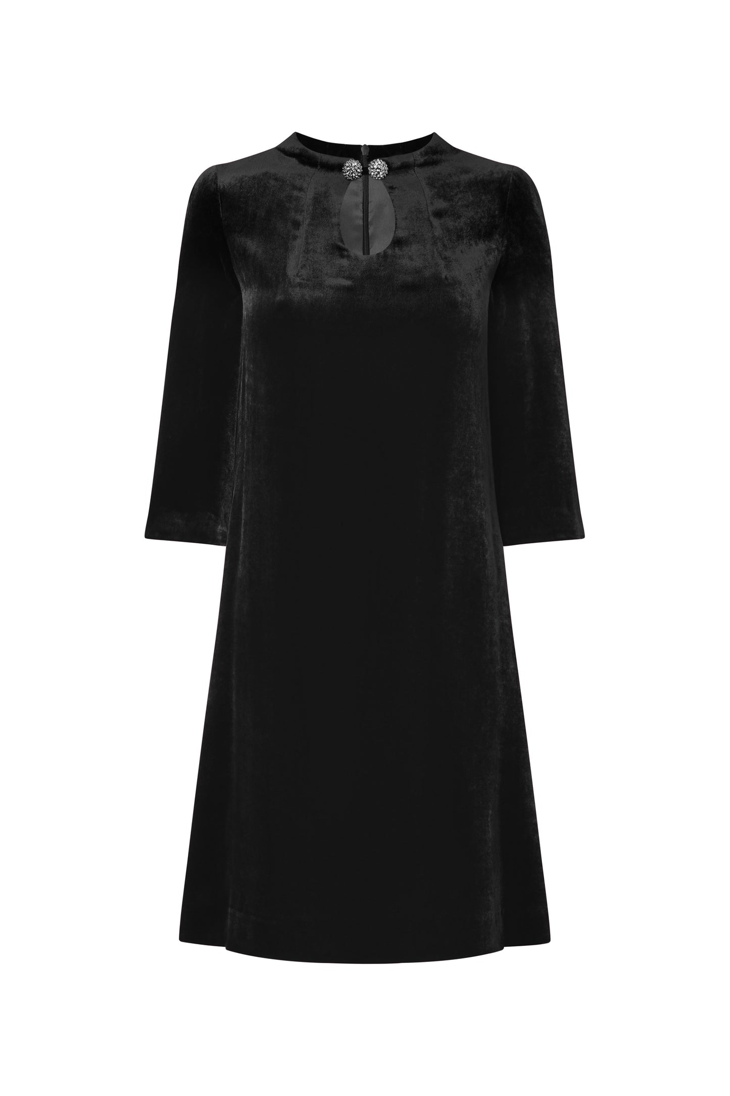 Whisper Fluid Velvet Tunic Dress Black