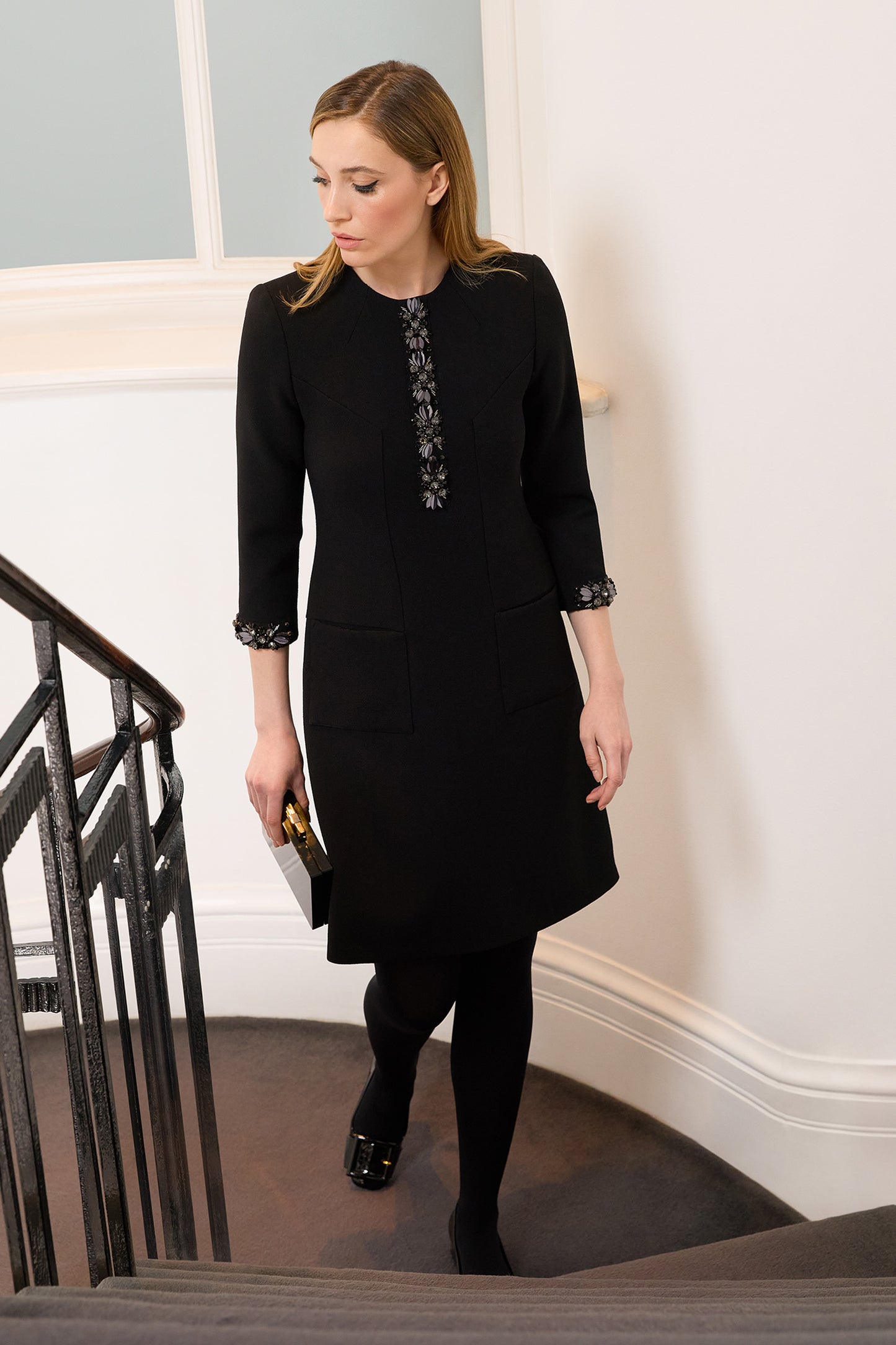 Wonder Beaded Shift Dress - Black