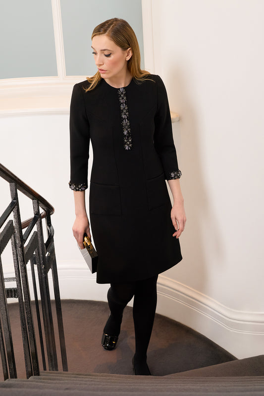 Wonder Beaded Shift Dress - Black