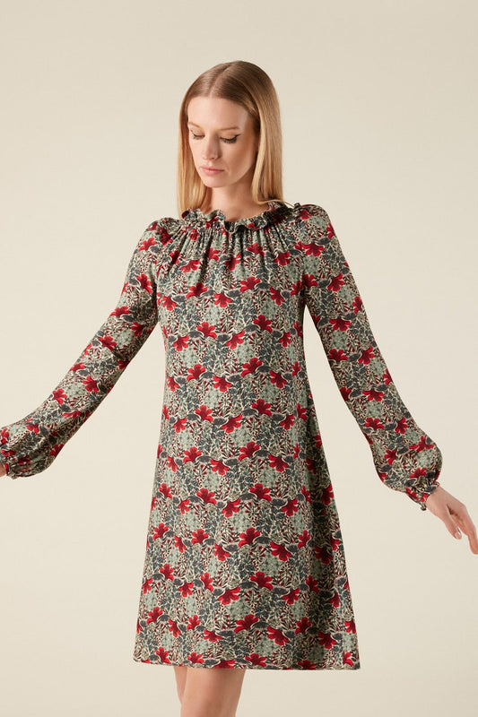 Rosalie Dress - Teal Flower Print